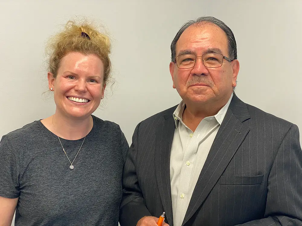 Dr. Chelsea Mason, the buyer, with the practice seller at their KLAS transition