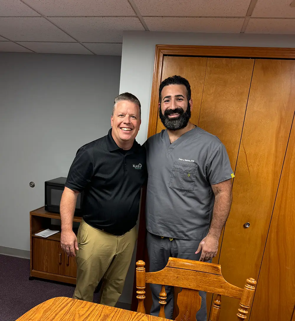 Dr. Peter Namou, the buyer, with KLAS after acquiring his practice